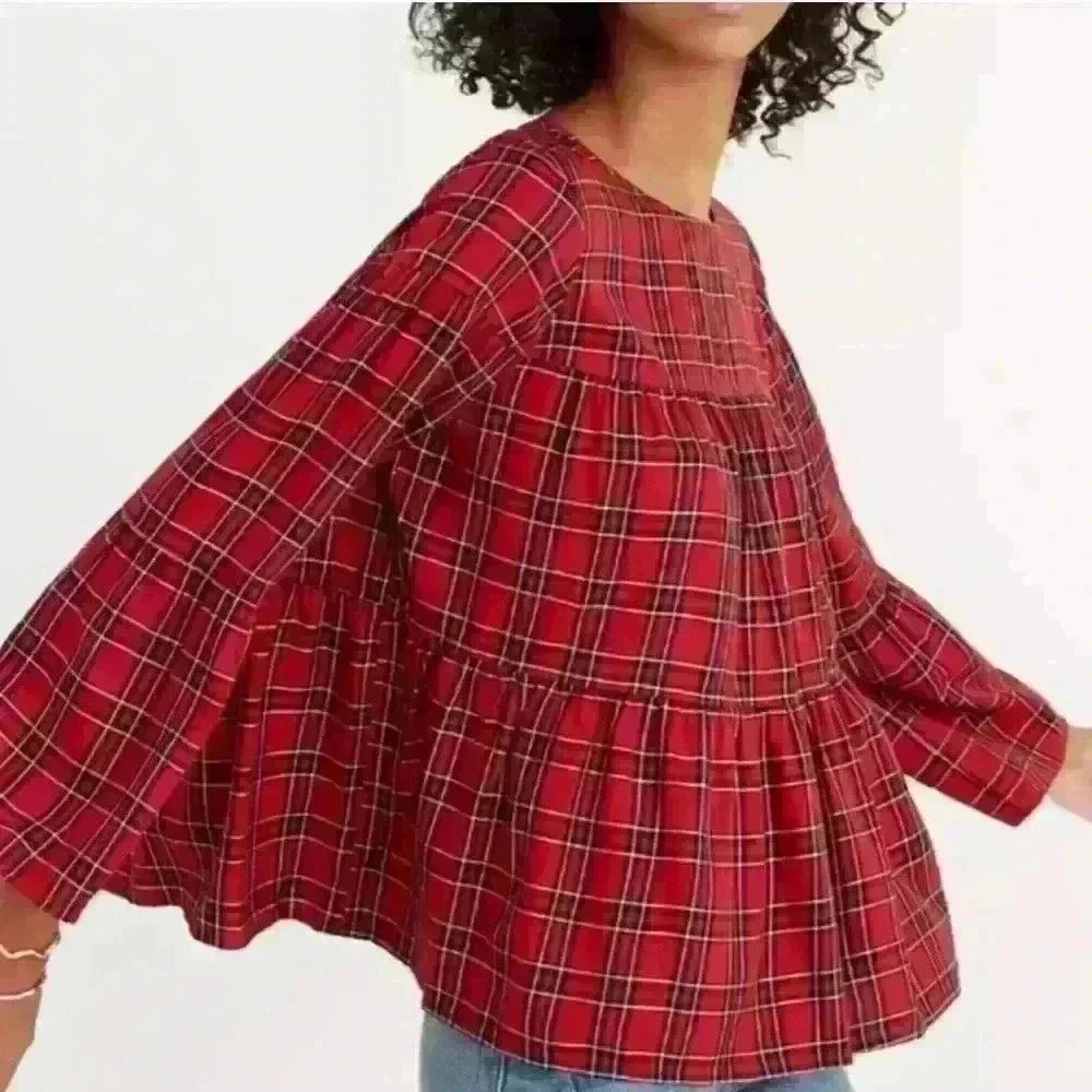 Madewell Plaid Tiered Top - Picture 10 of 11